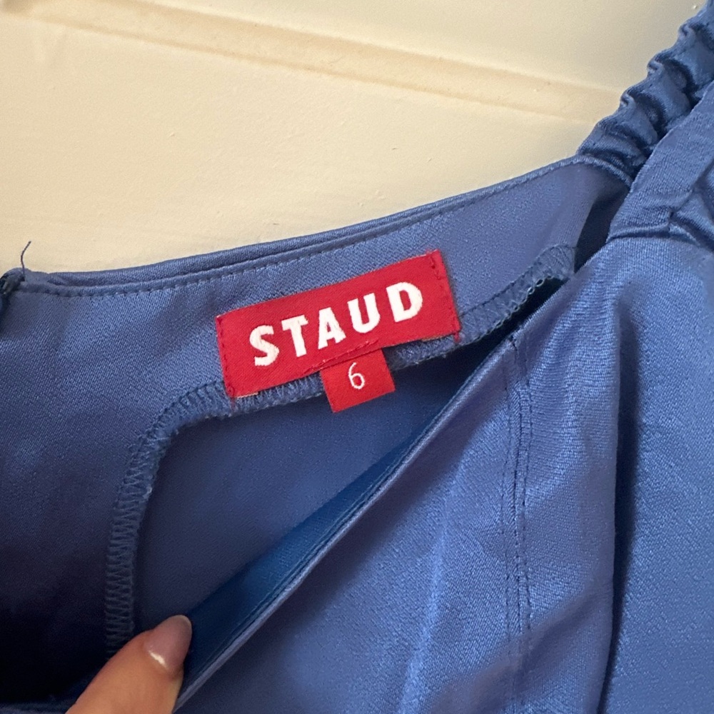STAUD Blue Satin Mini Dress - Picture 4 of 5
